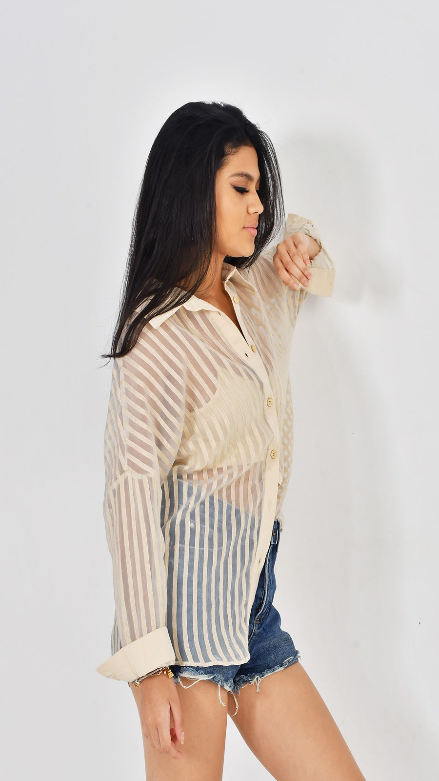 Stripes Chiffoun Shirt S9