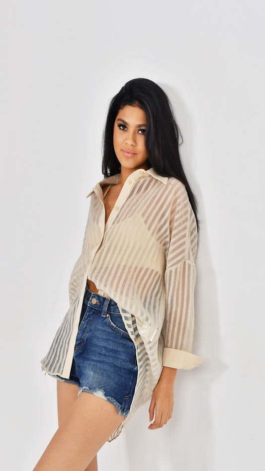 Stripes Chiffoun Shirt S9