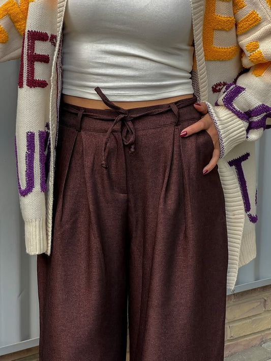 Burgundy Wool Leg Pants Ng220