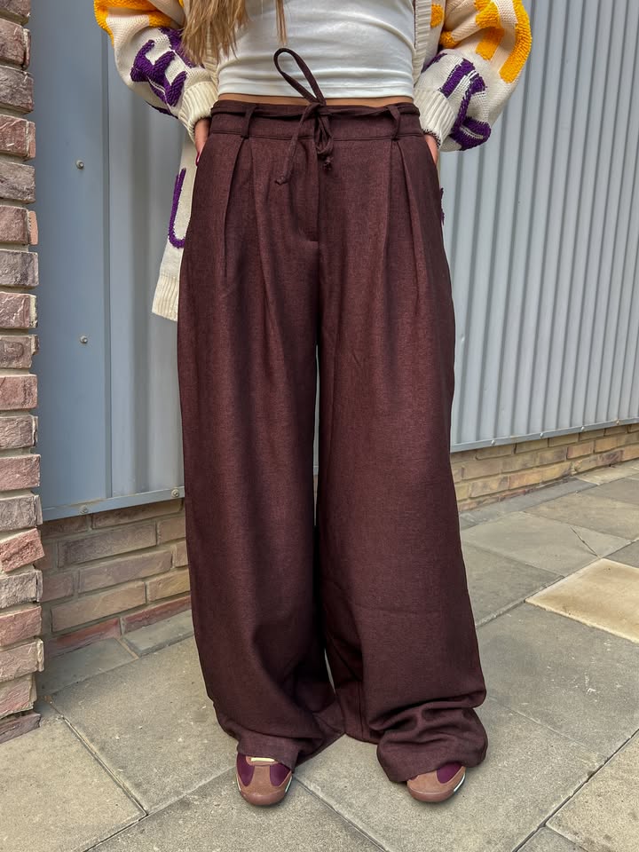 Burgundy Wool Leg Pants Ng220