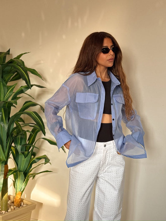 Purple organza shirt NG302