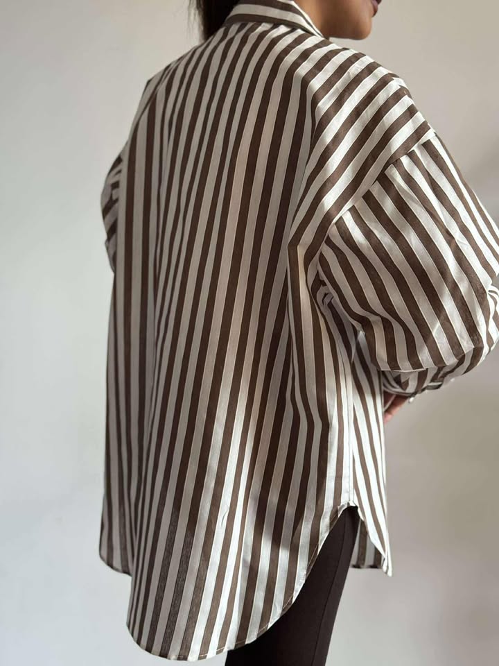 Striped chemise (brown)NG418