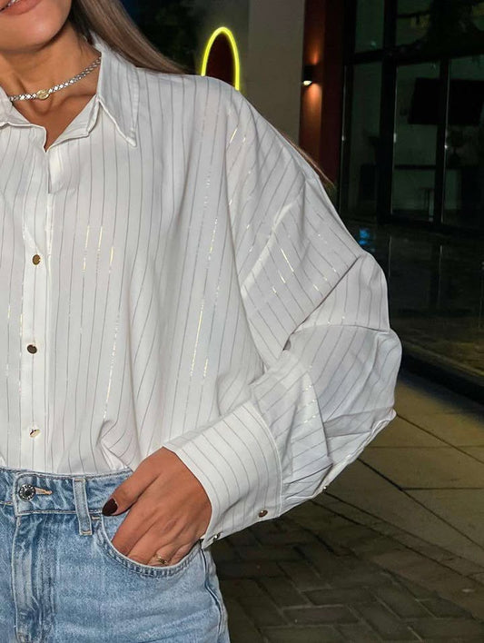 Offwhite with Gold Stripes Shirt NGR 5