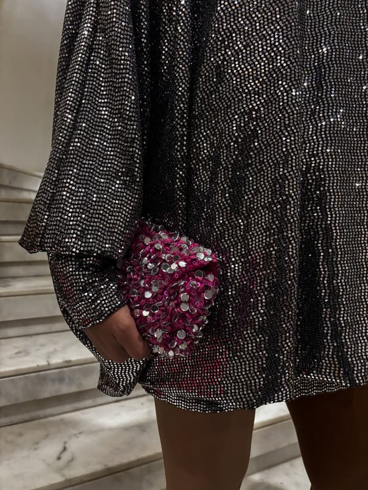 New years Silver Mini Dress NG225