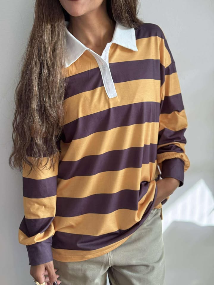 Striped (yellowxbrown) shirt NG503Y