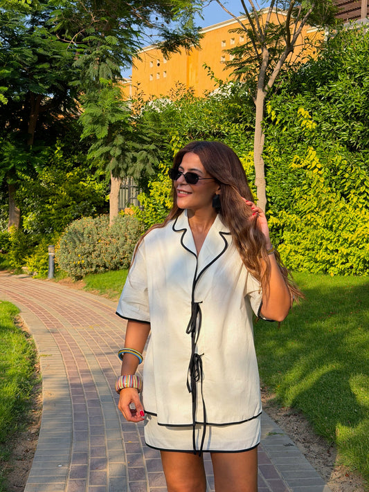 Contrast shirt set NG535