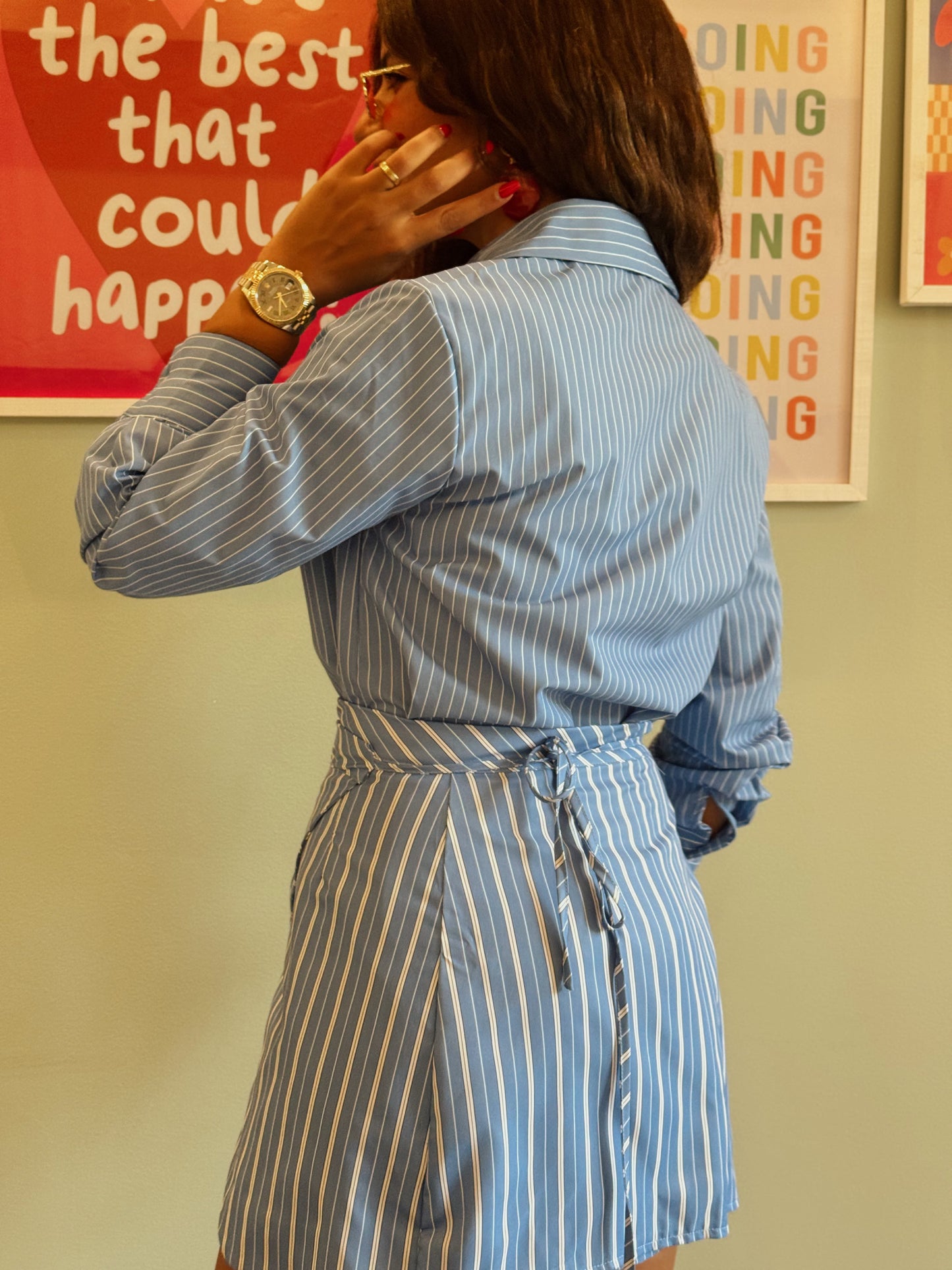 Blue stripe skirt set NG540