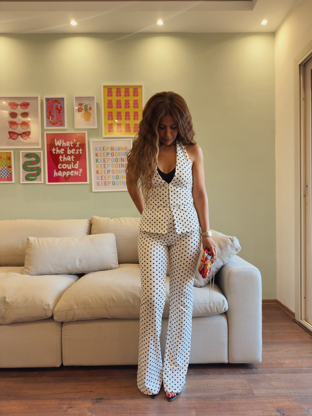 Polka dot tailored set NG544