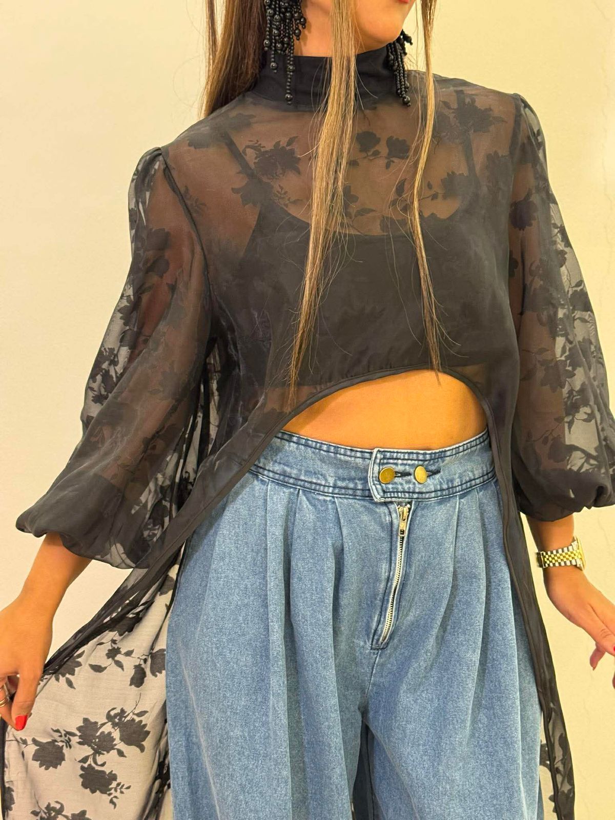 Noir organza blouse NG511/B