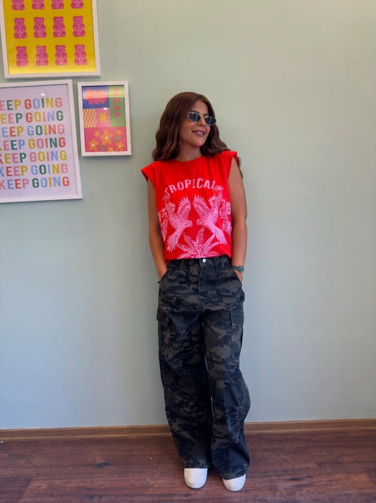 Red Padded T-Shirt