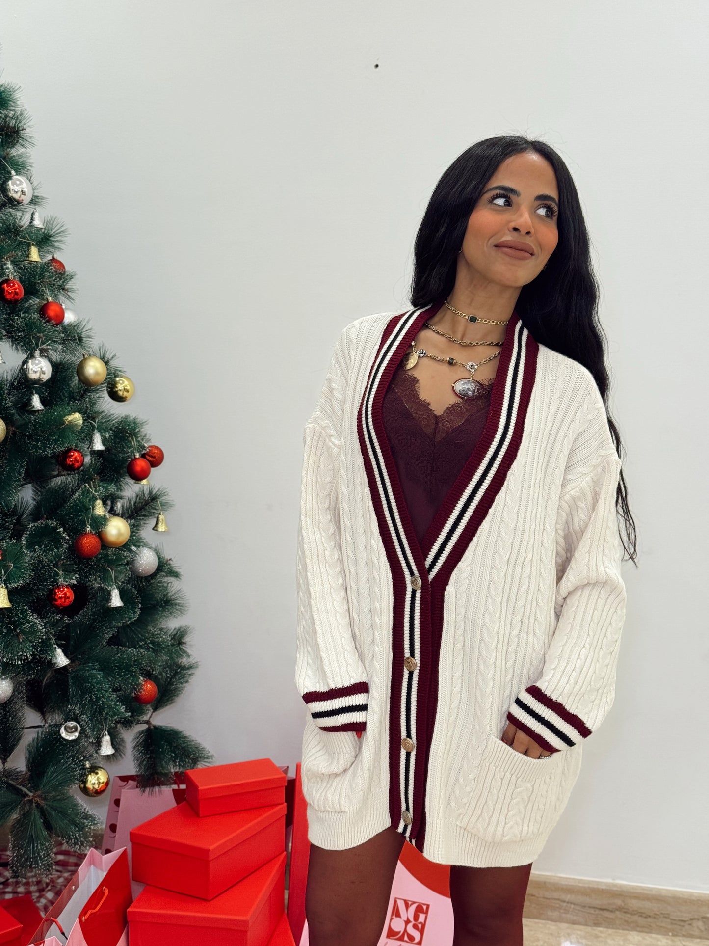 White X burgundy cardigan  NG429