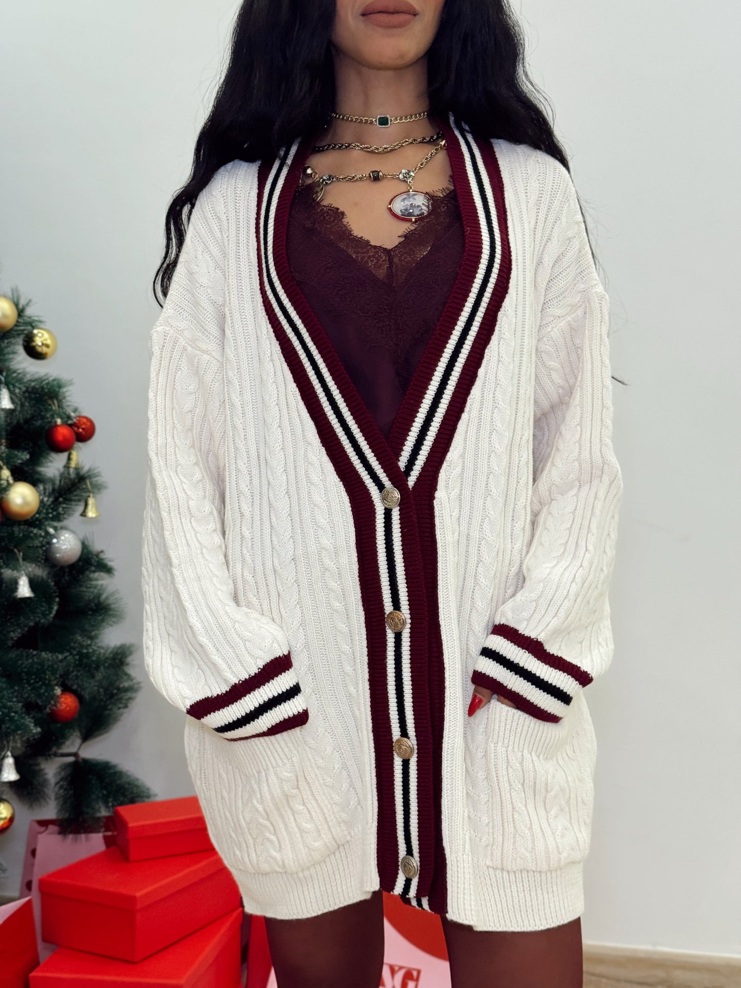White X burgundy cardigan  NG429