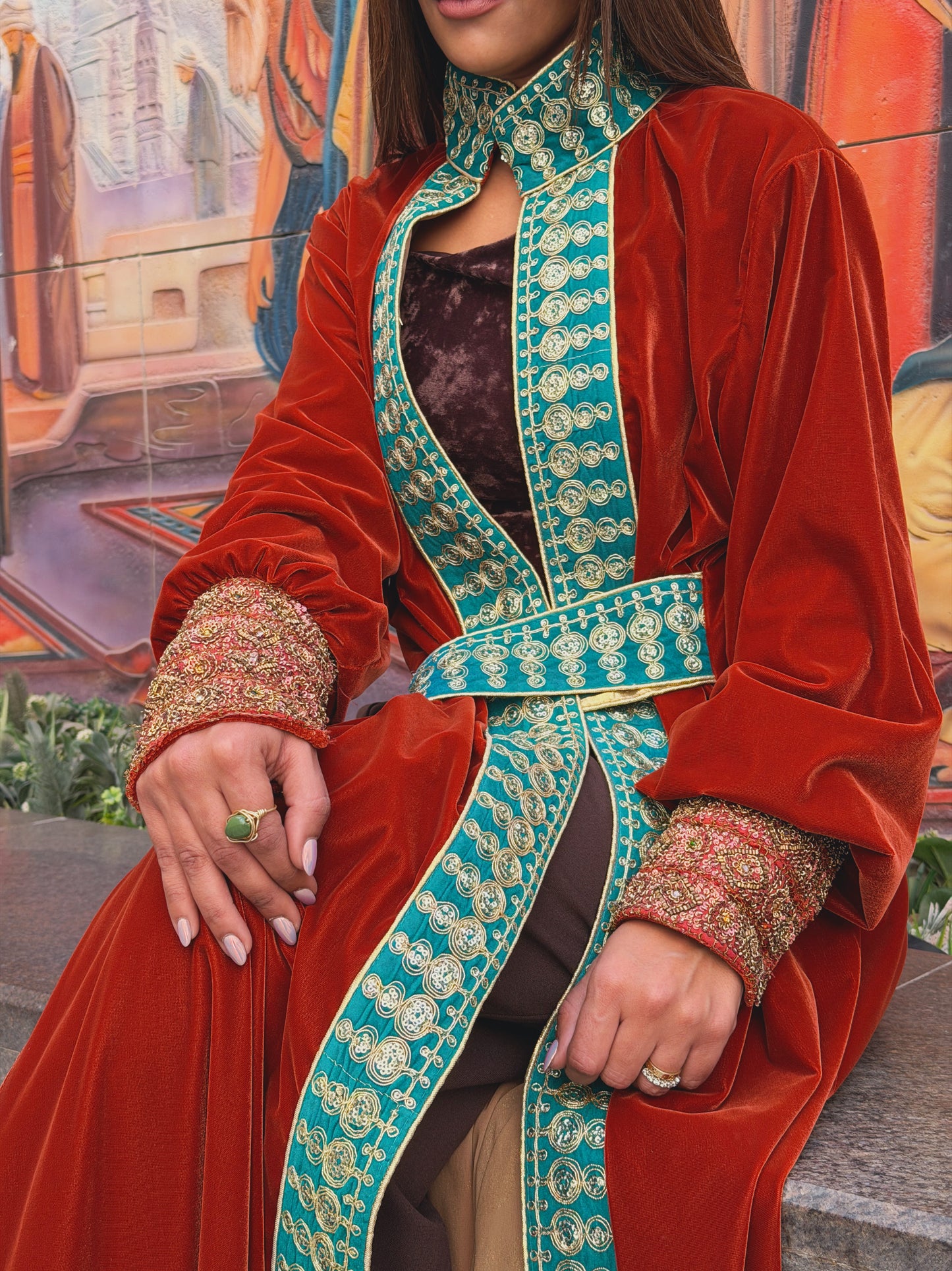 Emerald camel kaftan