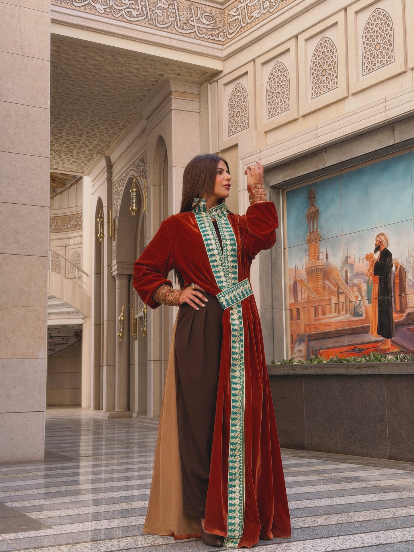 Emerald camel kaftan