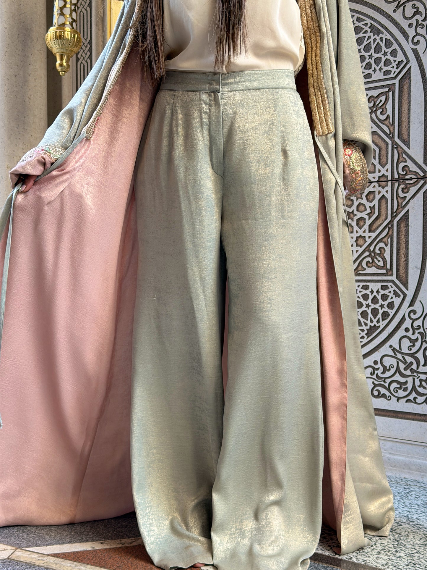 Mints silk pants