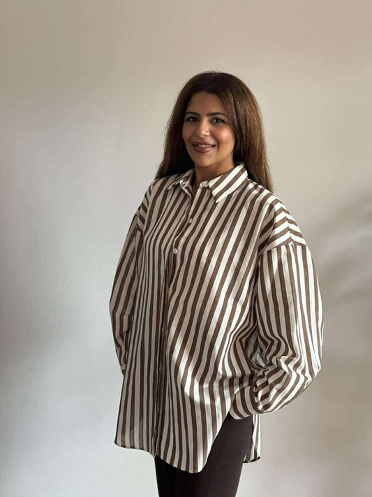 Striped chemise (brown)NG418