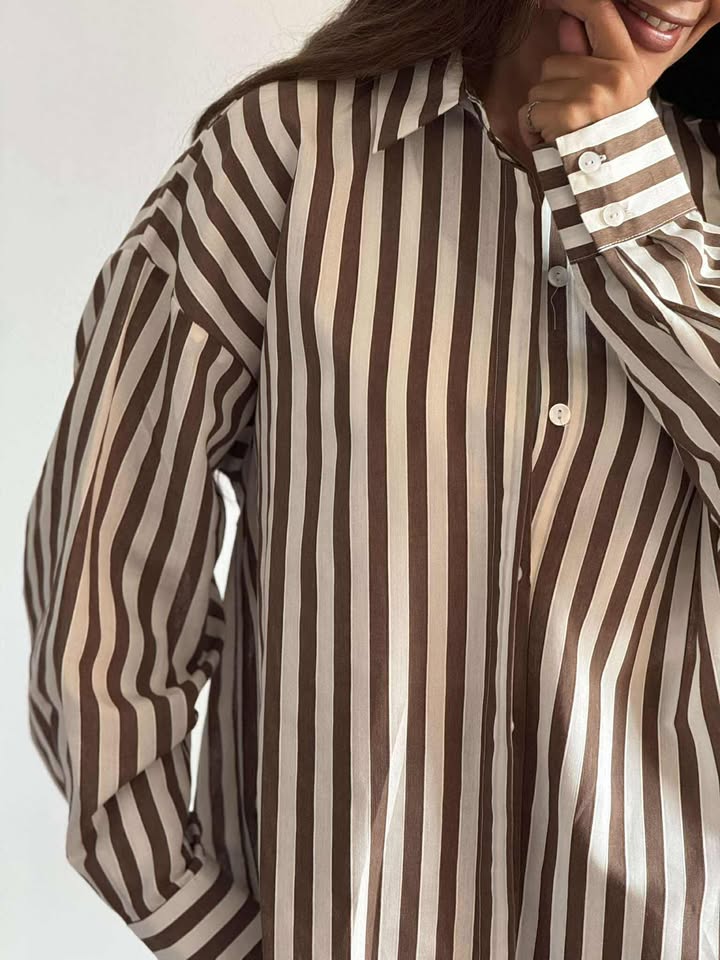 Striped chemise (brown)NG418