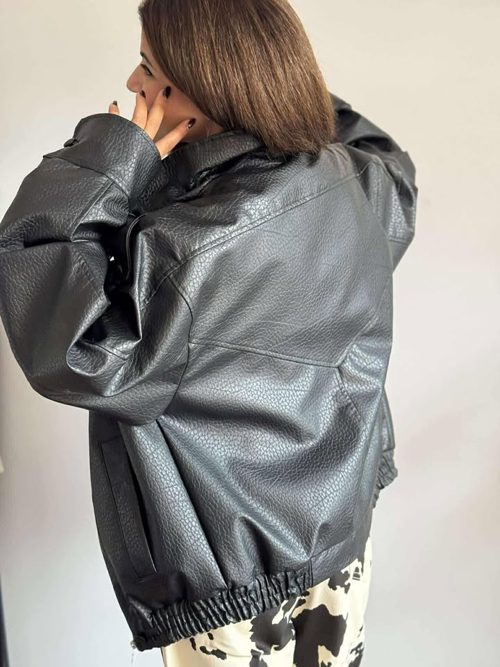 Viral black leather jacket  NG416