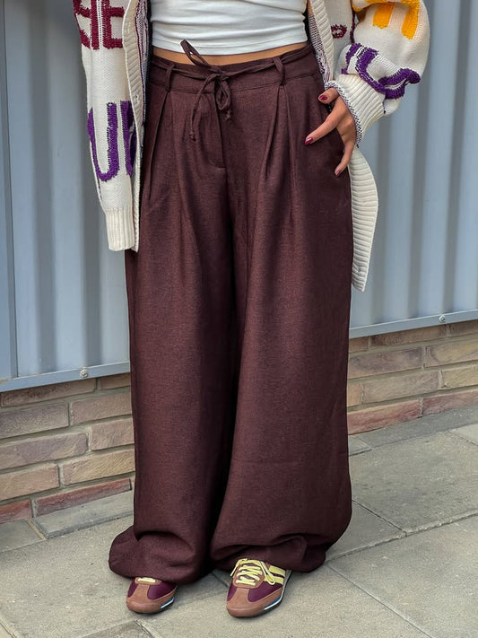 Burgundy Wool Leg Pants  Ng220