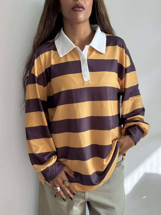 Striped (yellowxbrown) shirt  NG503Y