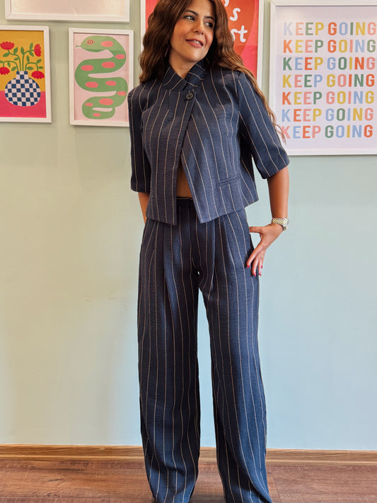 Navy Blue Pinstripe Suit