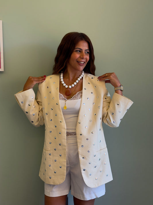 White Studded Blazer