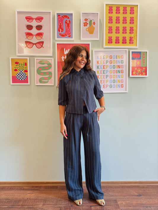 Navy Blue Pinstripe Suit