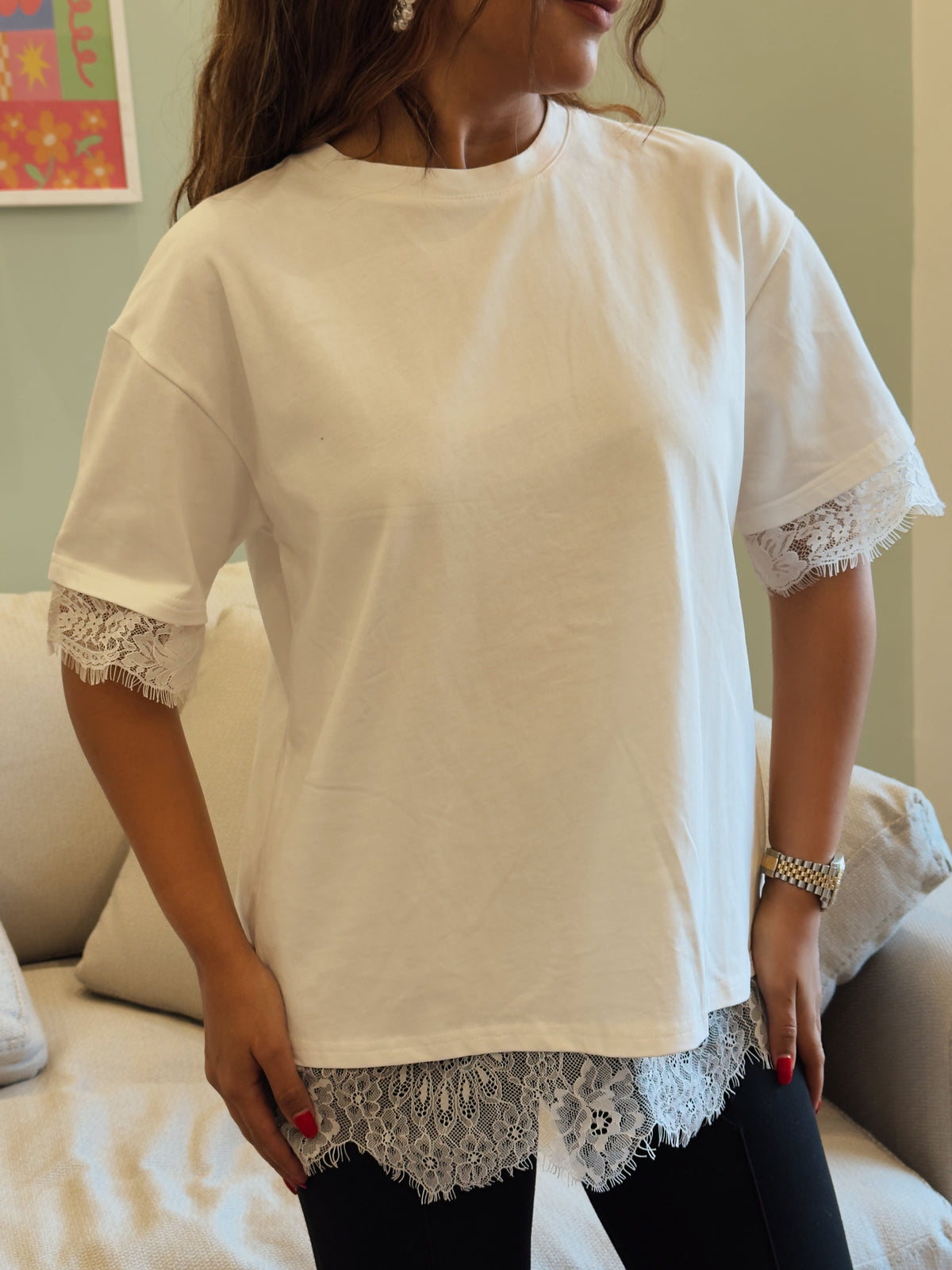 White Lace T-Shirt Top