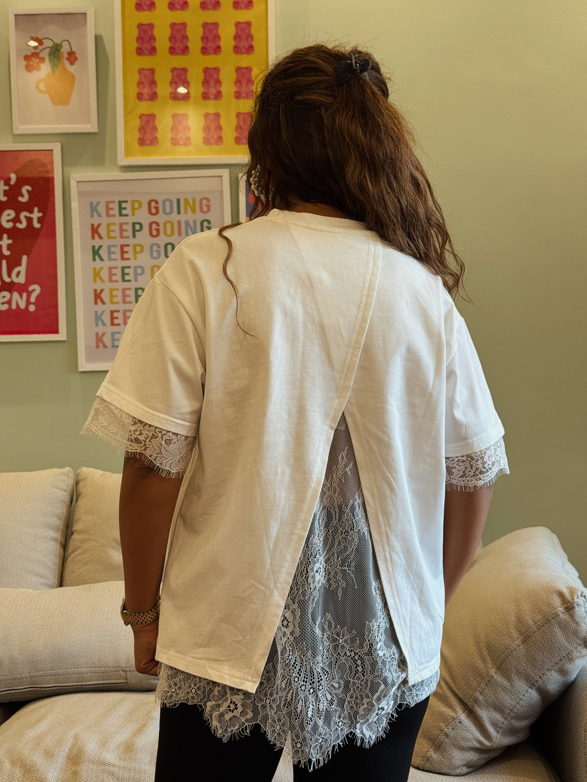 White Lace T-Shirt Top