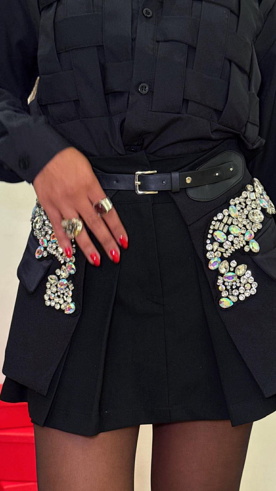 Crystal noir belt  NG519