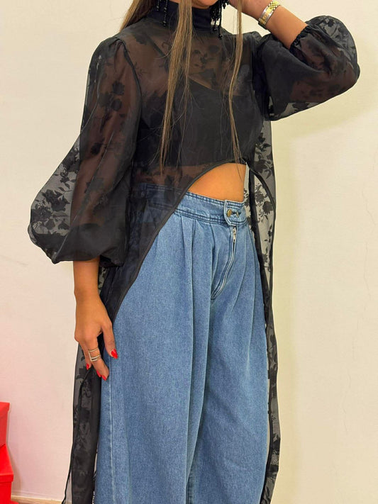 Noir organza blouse  NG511/B