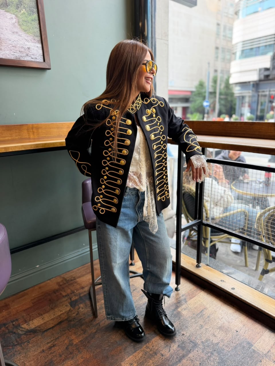 Black Gold Military-Style Braided Jacket