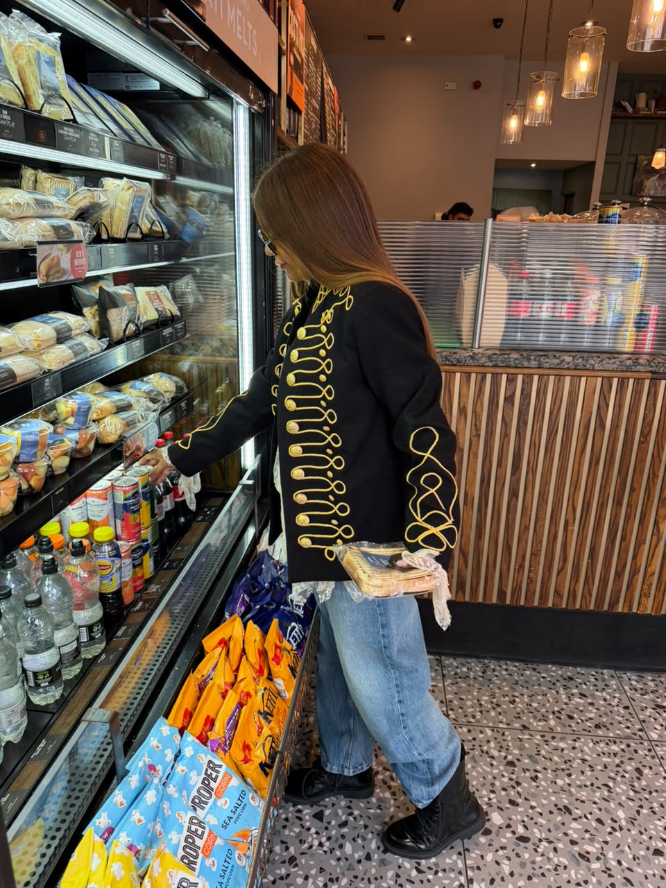 Black Gold Military-Style Braided Jacket