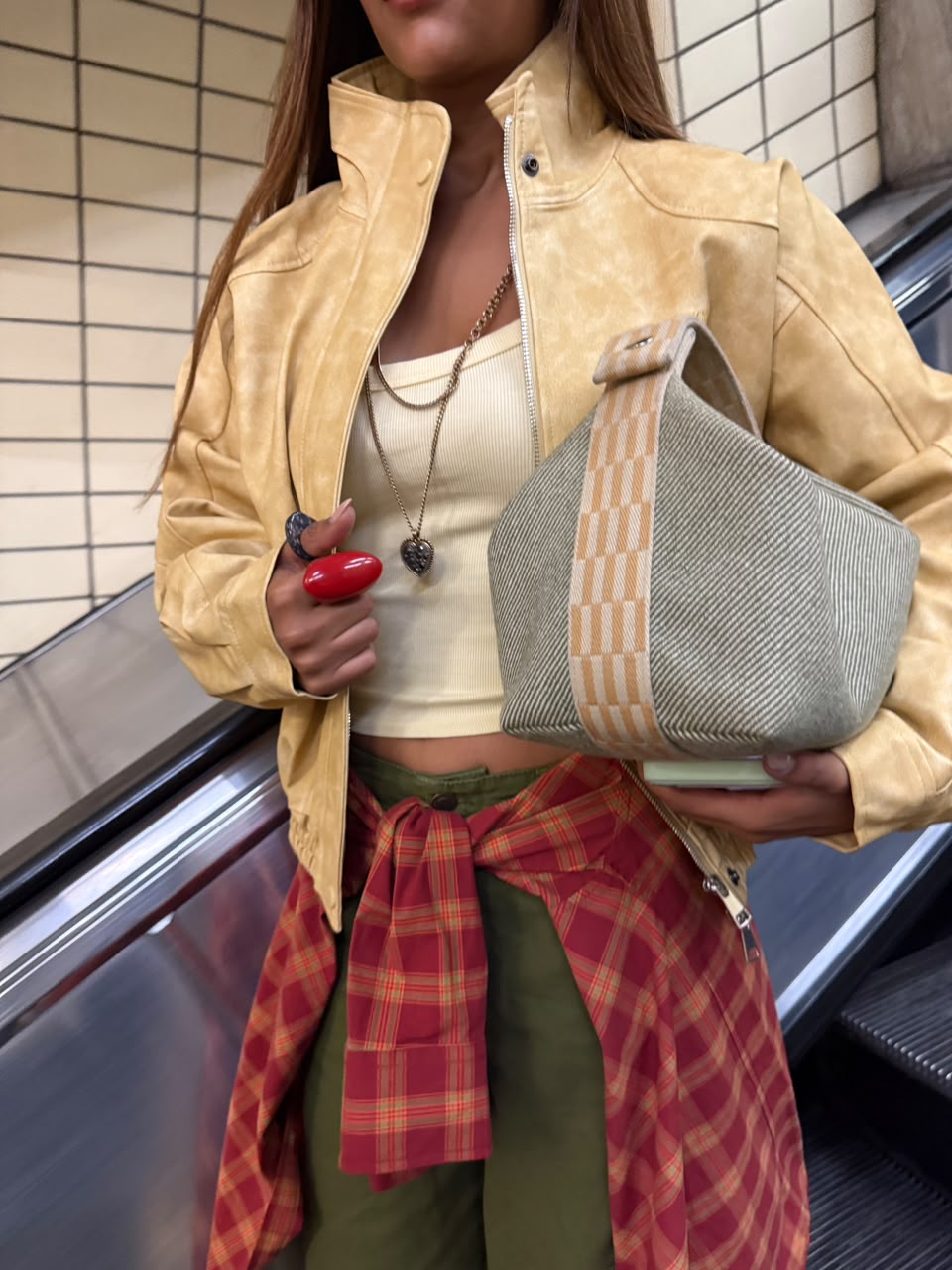 Mustard Vintage-Inspired Leather Jacket