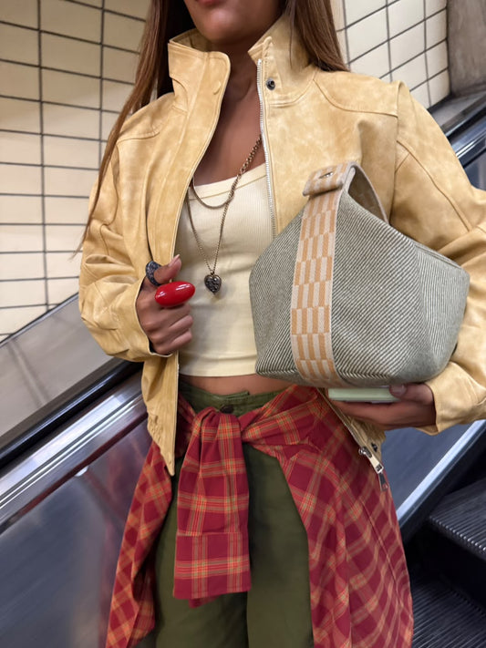 Mustard Vintage-Inspired Leather Jacket