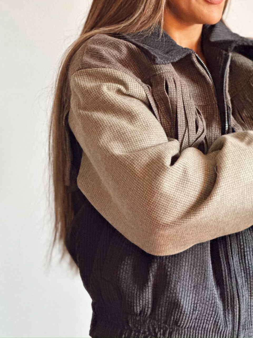 Mocha Fringe Corduroy Jacket
