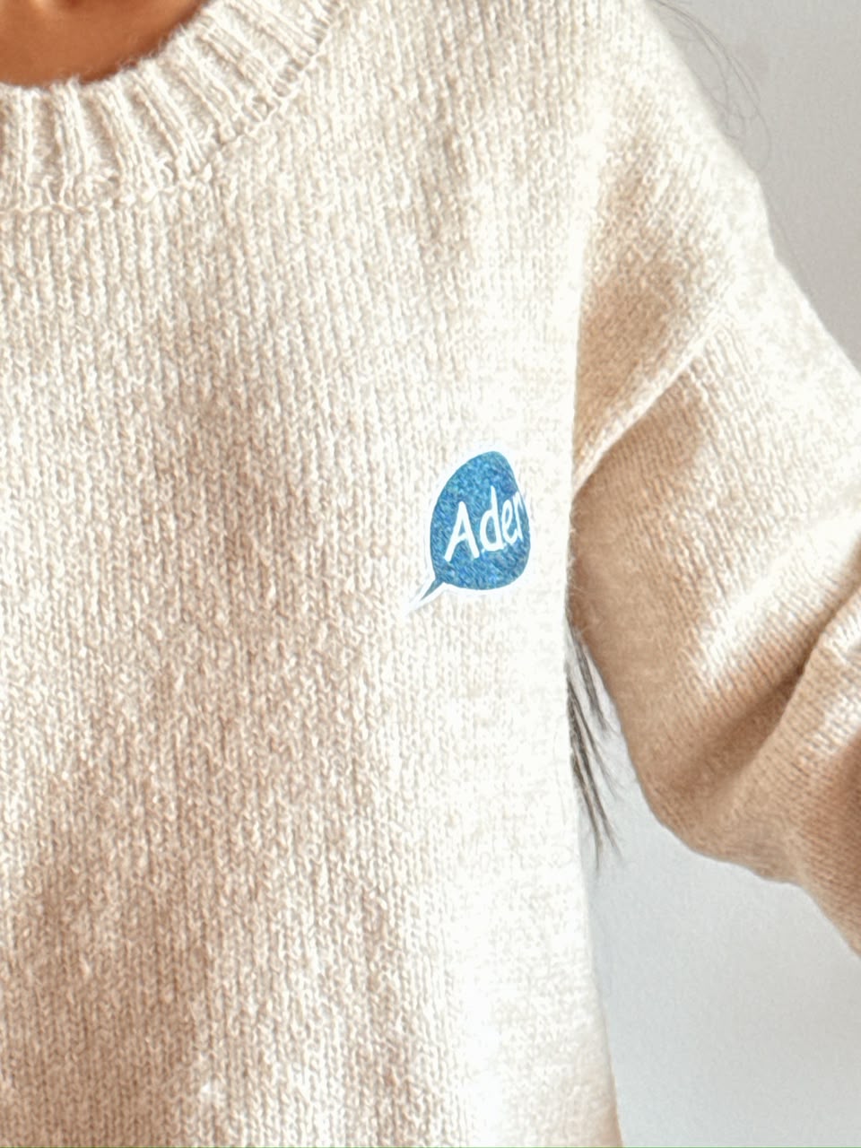 Beige Embroidered Graphic Sweater